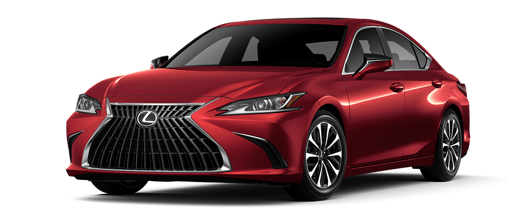Exterior of the Lexus ES 350 shown in Matador Red Mica. | Lexus of Akron Canton in Akron OH