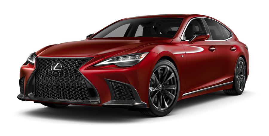 Exterior of the Lexus LS F SPORT shown in Matador Red Mica | Lexus of Akron Canton in Akron OH