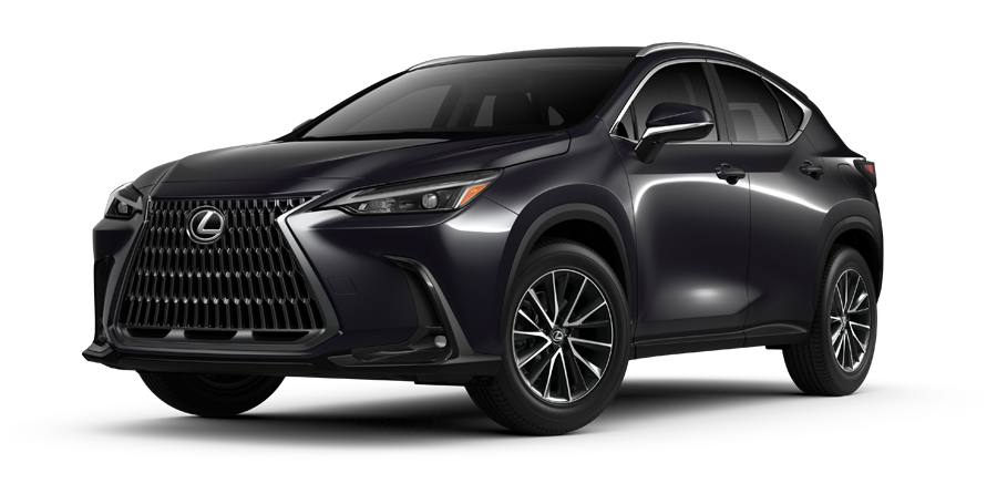 Exterior of the Lexus NX Hybrid shown in Caviar. | Lexus of Akron Canton in Akron OH