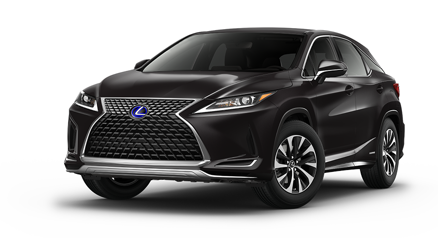 Exterior of the Lexus RX Hybrid shown in Caviar | Lexus of Akron Canton in Akron OH