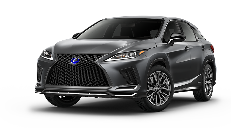 Exterior of the Lexus RX Hybrid F SPORT shown in Nebula Gray Pearl. | Lexus of Akron Canton in Akron OH