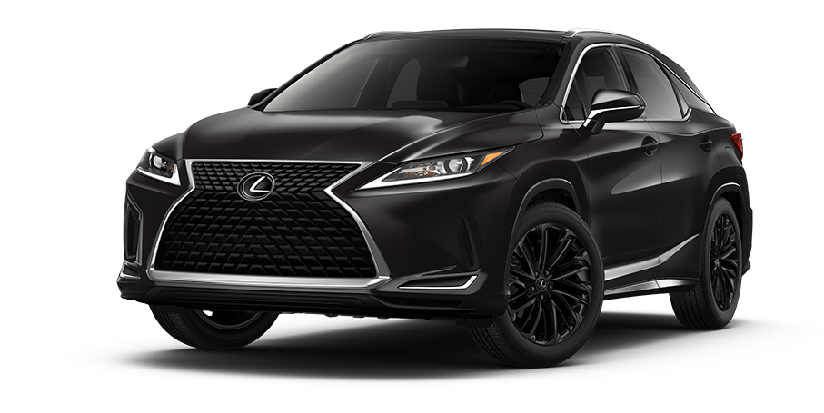 Exterior of the Lexus RX Black Line Special Edition shown in Caviar. | Lexus of Akron Canton in Akron OH