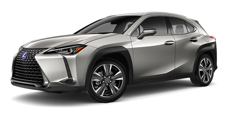 Exterior of the Lexus UX Hybrid shown in Atomic Silver. | Lexus of Akron Canton in Akron OH