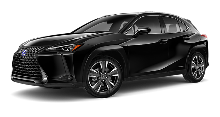 Exterior of the Lexus UX Hybrid shown in Caviar. | Lexus of Akron Canton in Akron OH