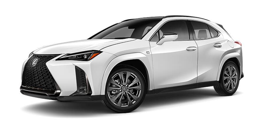 Exterior of the Lexus UX Hybrid F SPORT Handling shown in Ultra White. | Lexus of Akron Canton in Akron OH