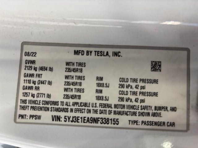 2022 Tesla Model 3 Base