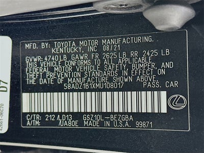 2021 Lexus ES 350 Premium